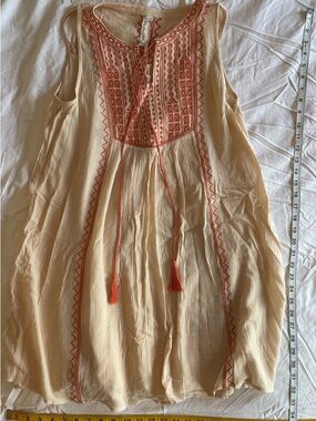 Andree Cream Tunic with Coral Embroidery